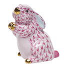 Herend Pudgy Bunny Figurine porcelain figurine painted in the Raspberry fishnet pattern
