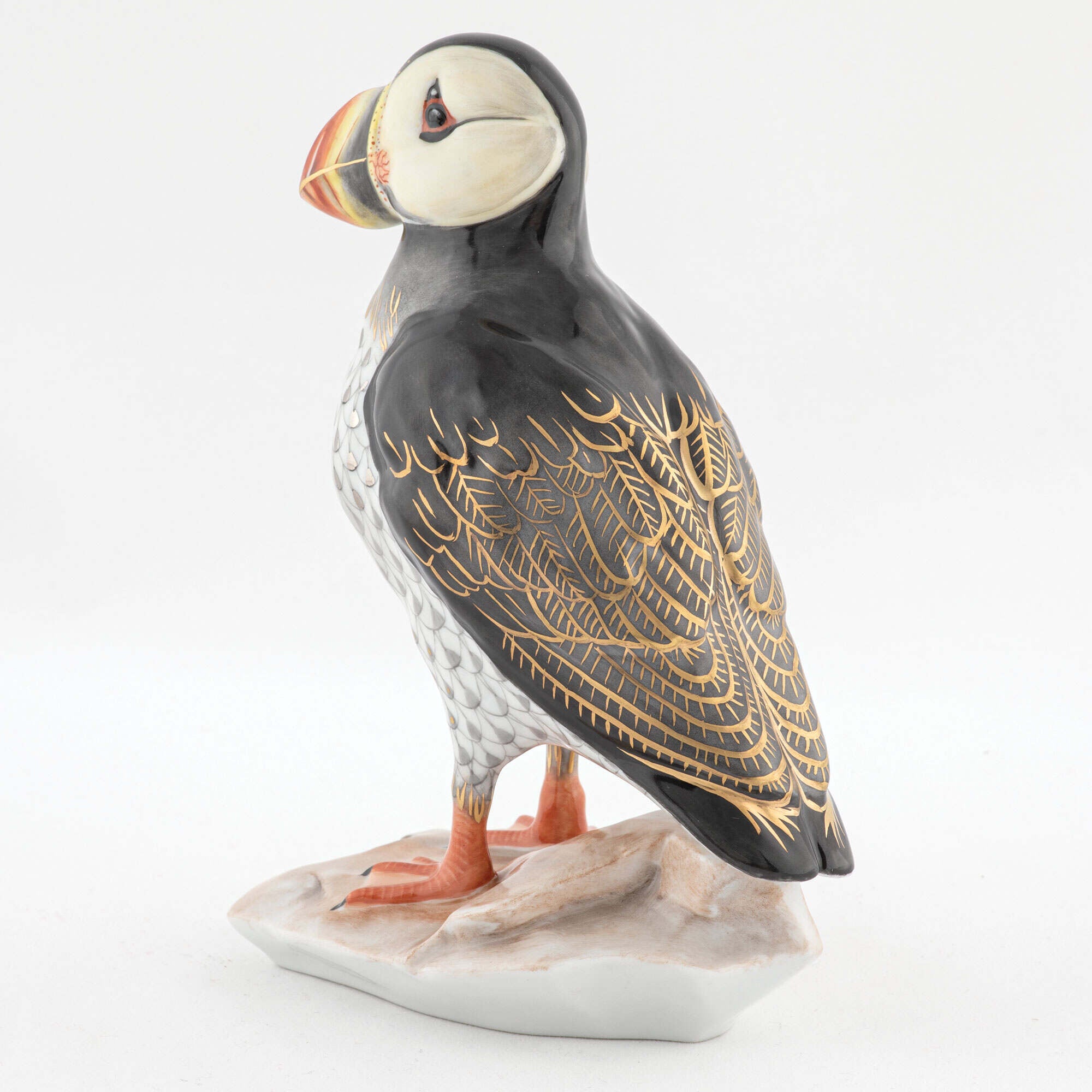 Herend Puffin on Rock Figurine — additional view