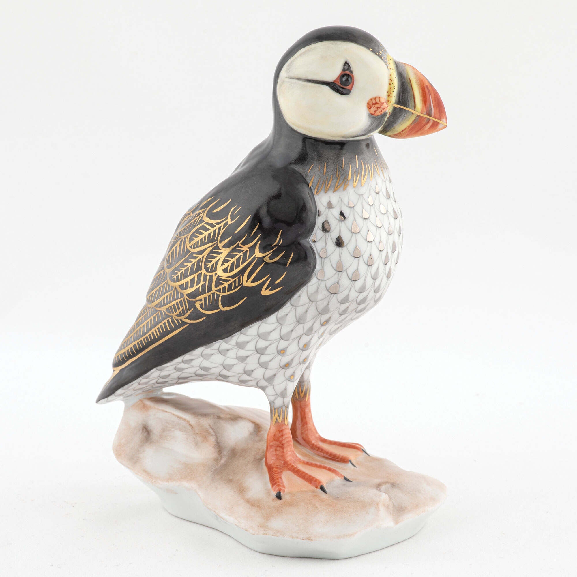 Herend Puffin on Rock Figurine — additional view
