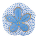 Hand-painted Herend Puffy Sand Dollar Figurine in Blue fishnet porcelain on a white background