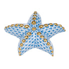 Blue fishnet Puffy Starfish Figurine figurine, hand-painted Herend porcelain with 24k gold accents