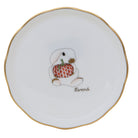 Hand-painted Herend Pumpkin Bunny Coaster in fine porcelain, 4in D, on a white background