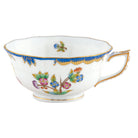 Hand-painted Herend Queen Victoria (Blue) Tea Cup Cup & Saucer Set in fine porcelain, on a white background