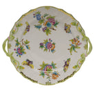 Hand-painted Herend Queen Victoria Chop Plate with Handles in fine porcelain, 12in D, on a white background