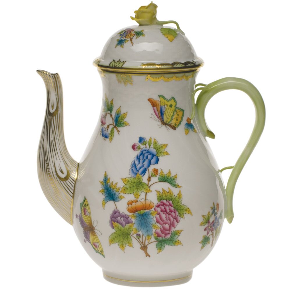 Herend Queen Victoria Coffee Pot with Rose Coffeepot, alternate view