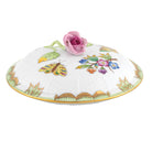 Hand-painted Herend Queen Victoria Cov Bouillon Lid Only W/Rose Bouillon Cup in fine porcelain, on a white background
