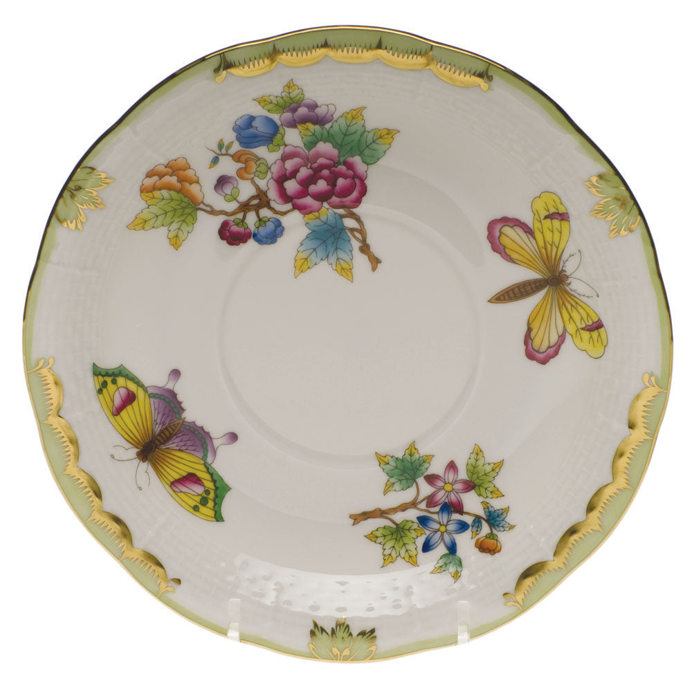 Hand-painted Herend Queen Victoria Cream Soup Stand Cream Soup Bowl in fine porcelain, 7.25in D, on a white background