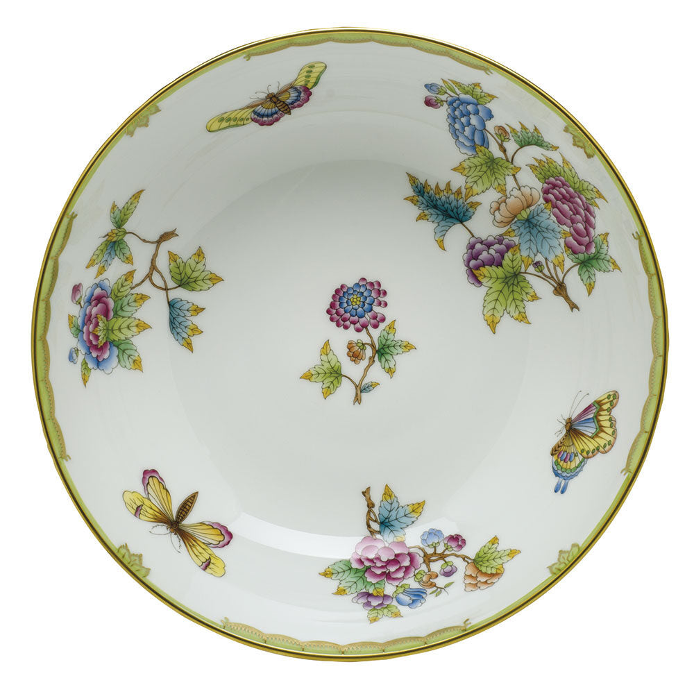 Hand-painted Herend Queen Victoria Medium Bowl in fine porcelain, 9.5in D, on a white background