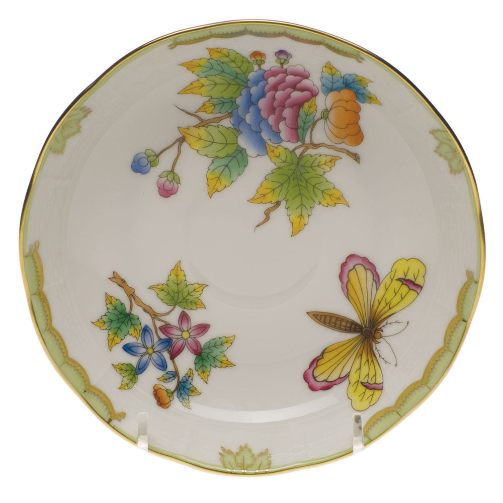 Hand-painted Herend Queen Victoria Mocha Saucer in fine porcelain, 5.5in D, on a white background