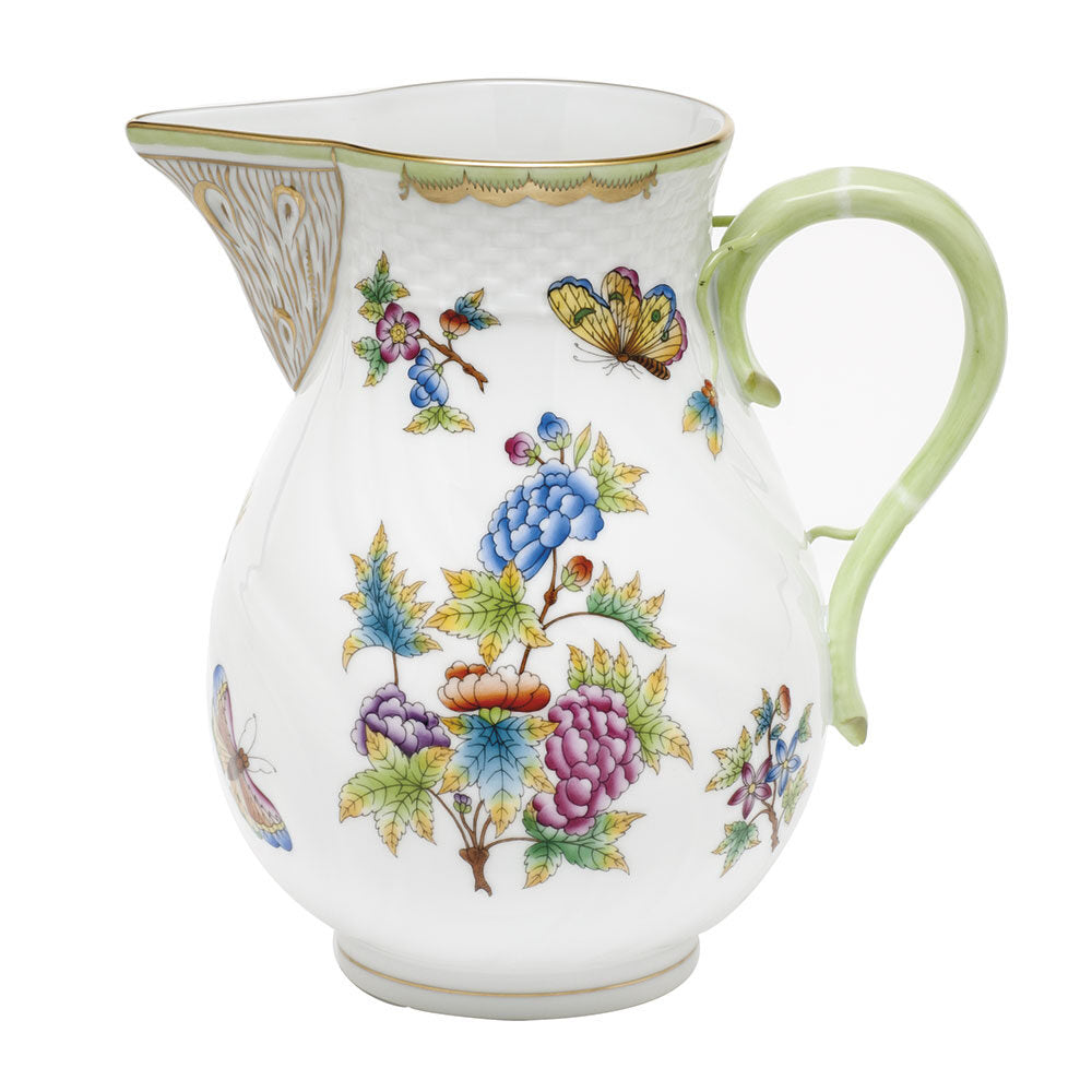 Hand-painted Herend Queen Victoria Pitcher in fine porcelain, (60 OZ) 7.75in H, on a white background