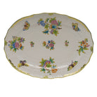 Hand-painted Herend Queen Victoria Platter in fine porcelain, 15in L X 11.5in W, on a white background