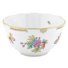 Hand-painted Herend Queen Victoria Round Bowl in fine porcelain, (3.5 PT) 7.5in D, on a white background