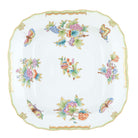 Hand-painted Herend Queen Victoria Square Fruit Dish in fine porcelain, 11in SQ, on a white background