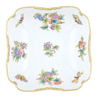Hand-painted Herend Queen Victoria Square Salad Bowl in fine porcelain, 10in SQ, on a white background