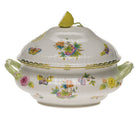 Hand-painted Herend Queen Victoria Tureen with Lemon in fine porcelain, (4 QT) 10in H, on a white background