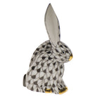 Black fishnet Rabbit Miniature Figurine figurine, hand-painted Herend porcelain with 24k gold accents