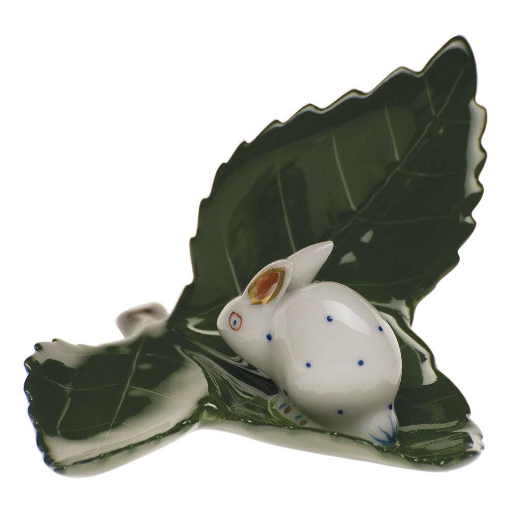 Rabbit on Leaf Table Place Cards & Place Card Holder in hand-painted Blue-White porcelain by Herend of Hungary