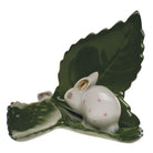 Rabbit on Leaf Table Place Cards & Place Card Holder in hand-painted Pink porcelain by Herend of Hungary