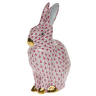 Raspberry fishnet Rabbit Figurine figurine, hand-painted Herend porcelain with 24k gold accents