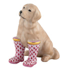Herend Rainy Day Retriever Figurine porcelain figurine painted in the Raspberry fishnet pattern