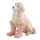 Hand-painted Herend Rainy Day Retriever Figurine in Rust fishnet porcelain on a white background