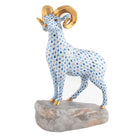 Herend Ram On Rock in Multicolor - Hand-painted Hungarian porcelain figurine by Herend. Paris Tableware.
