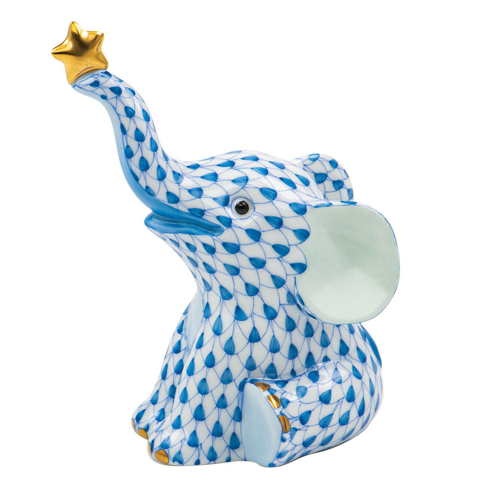Herend Reach For the Stars Figurine porcelain figurine painted in the Blue fishnet pattern