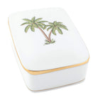 Herend Rect Box Palm Tree in Green - Hand-painted Hungarian porcelain by Herend. Paris Tableware.