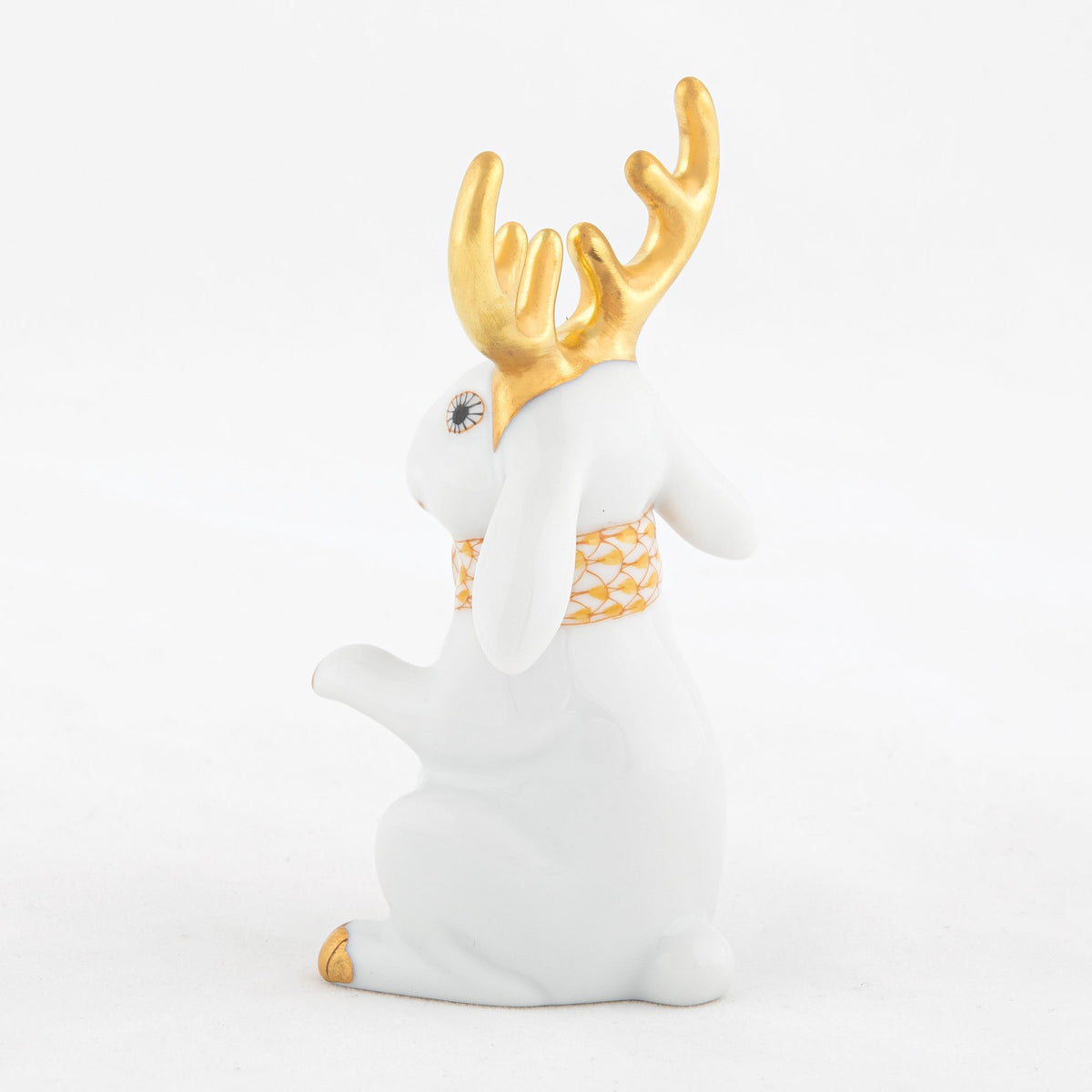 Herend Reindeer Rabbit Figurine – White-Butterscotch, alternate view