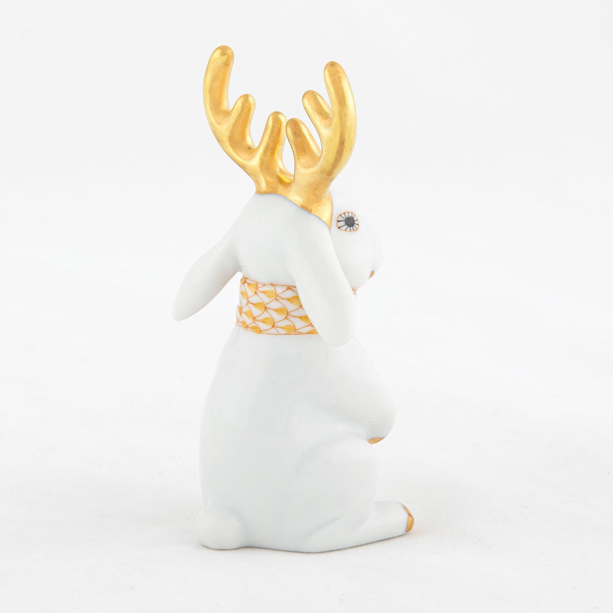 Herend Reindeer Rabbit Figurine – White-Butterscotch, alternate view