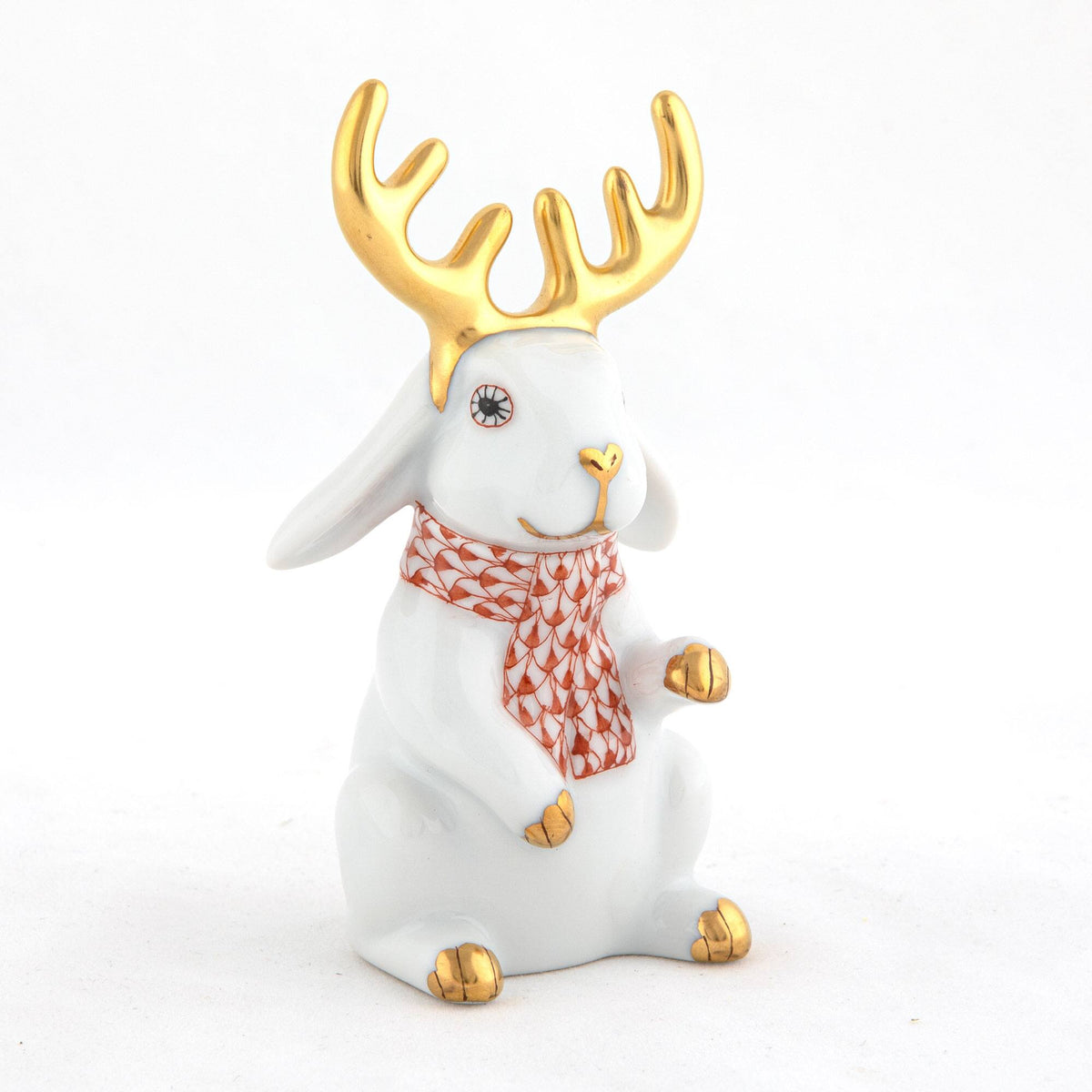Herend Reindeer Rabbit Figurine – White-Rust, alternate view