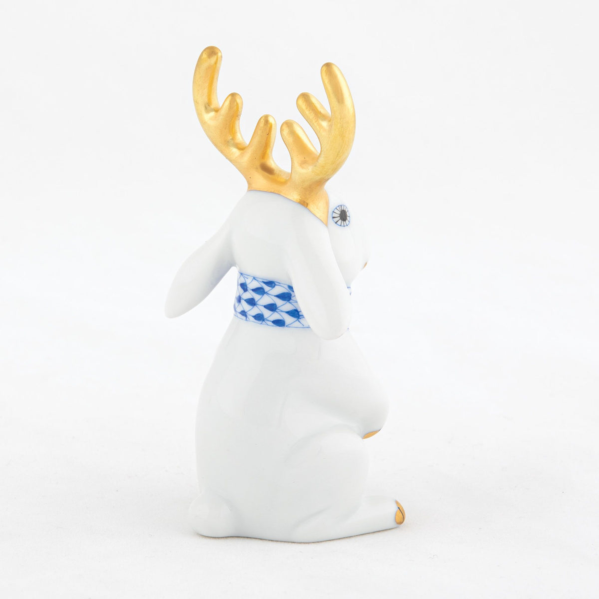 Herend Reindeer Rabbit Figurine – White-Sapphire, alternate view