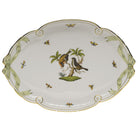 Hand-painted Herend Ribbon Tray with Green Ribbon in fine porcelain, 15.75in L X 11in W, on a white background