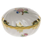 Hand-painted Herend Ring Box in fine porcelain, 2.75in D, on a white background