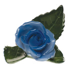 Hand-painted Herend Rose on Leaf Table Place Cards & Place Card Holder in Blue fishnet porcelain on a white background