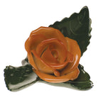Rust fishnet Rose on Leaf Table Place Cards & Place Card Holder figurine, hand-painted Herend porcelain with 24k gold accents