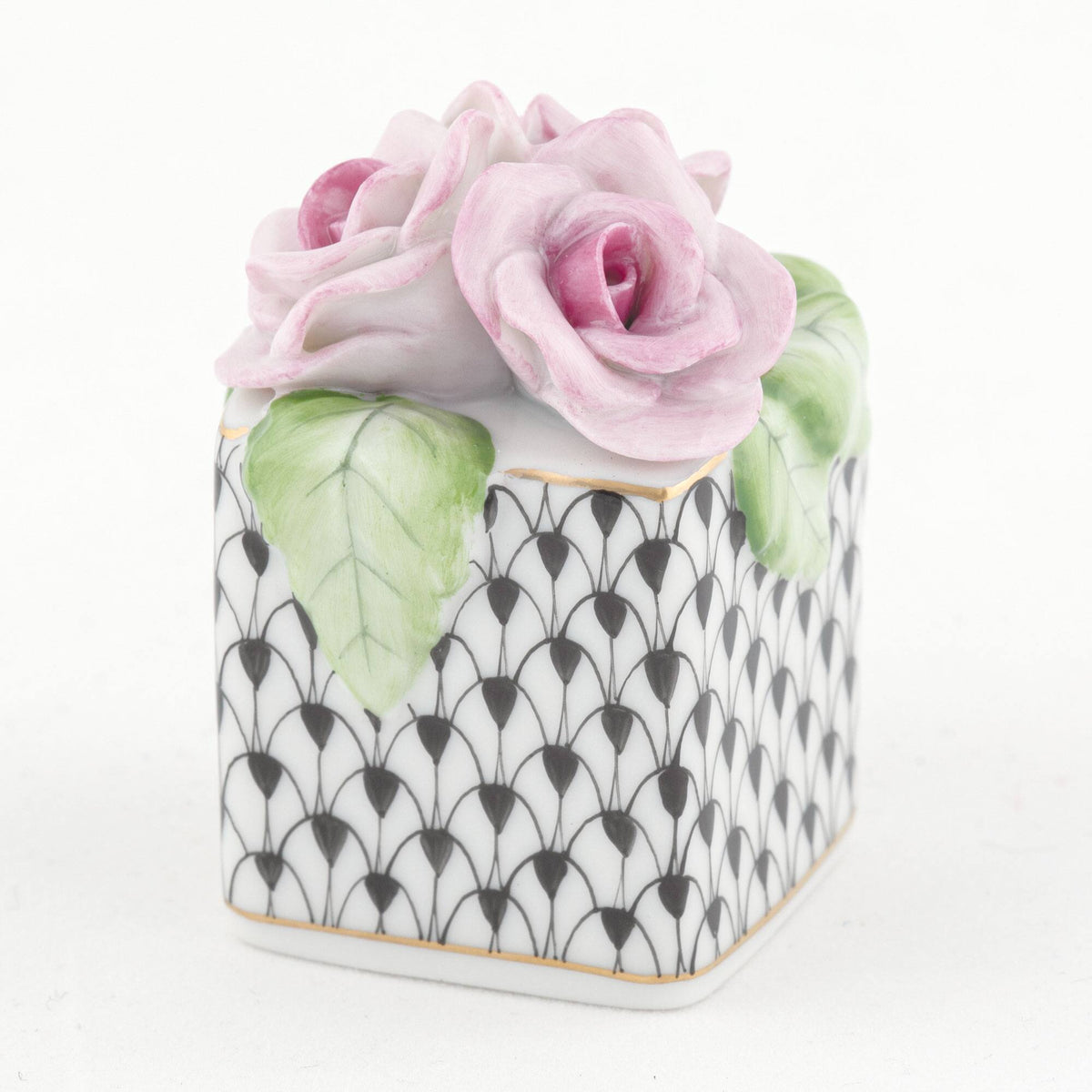 Herend Roses in Vase Figurine – Black, alternate view