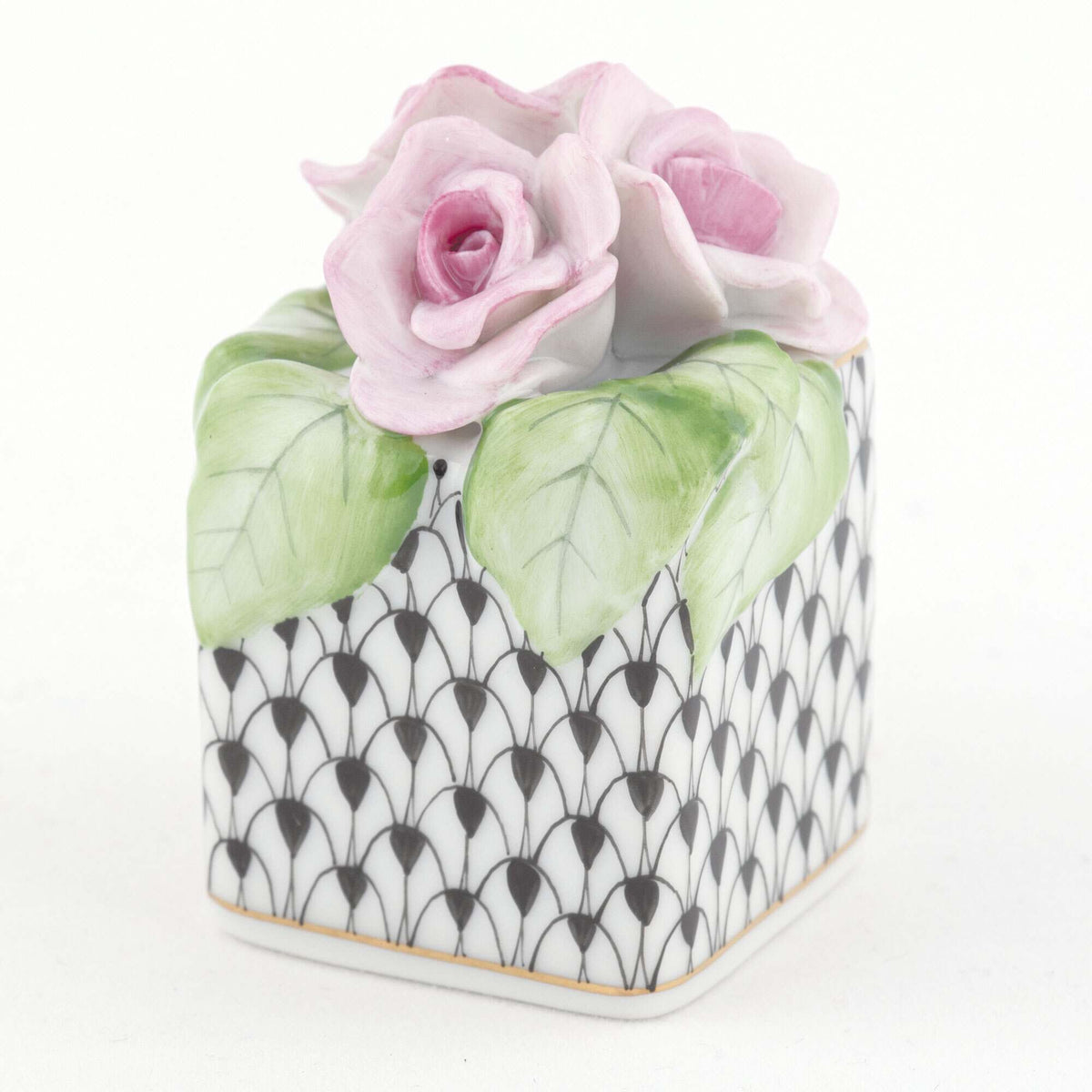 Herend Roses in Vase Figurine – Black, alternate view