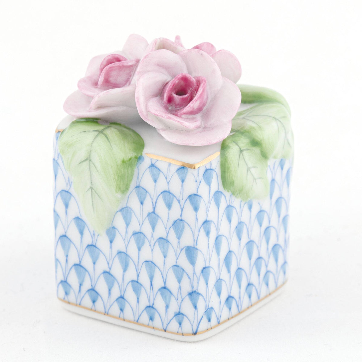 Herend Roses in Vase Figurine – Blue, alternate view