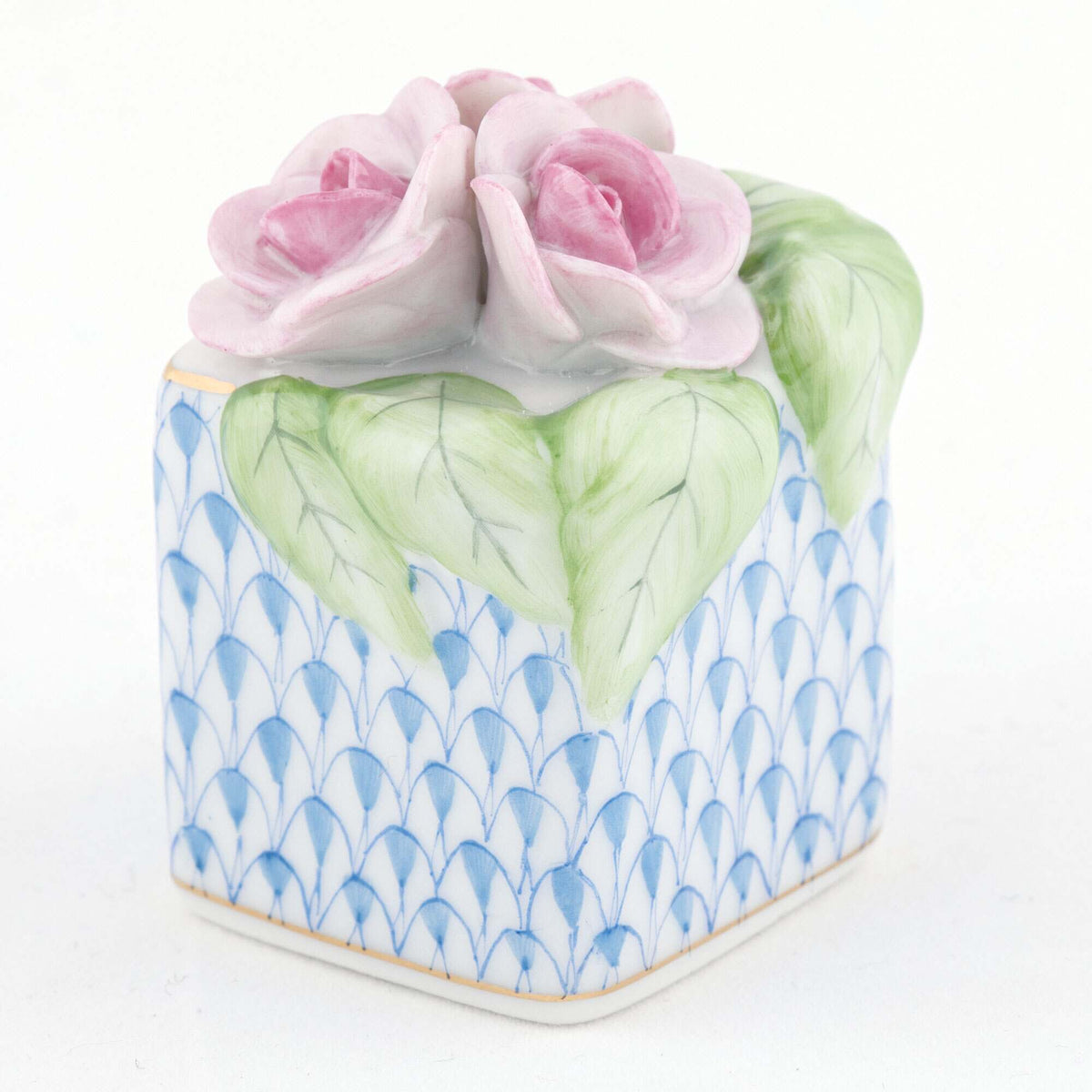 Herend Roses in Vase Figurine – Blue, alternate view