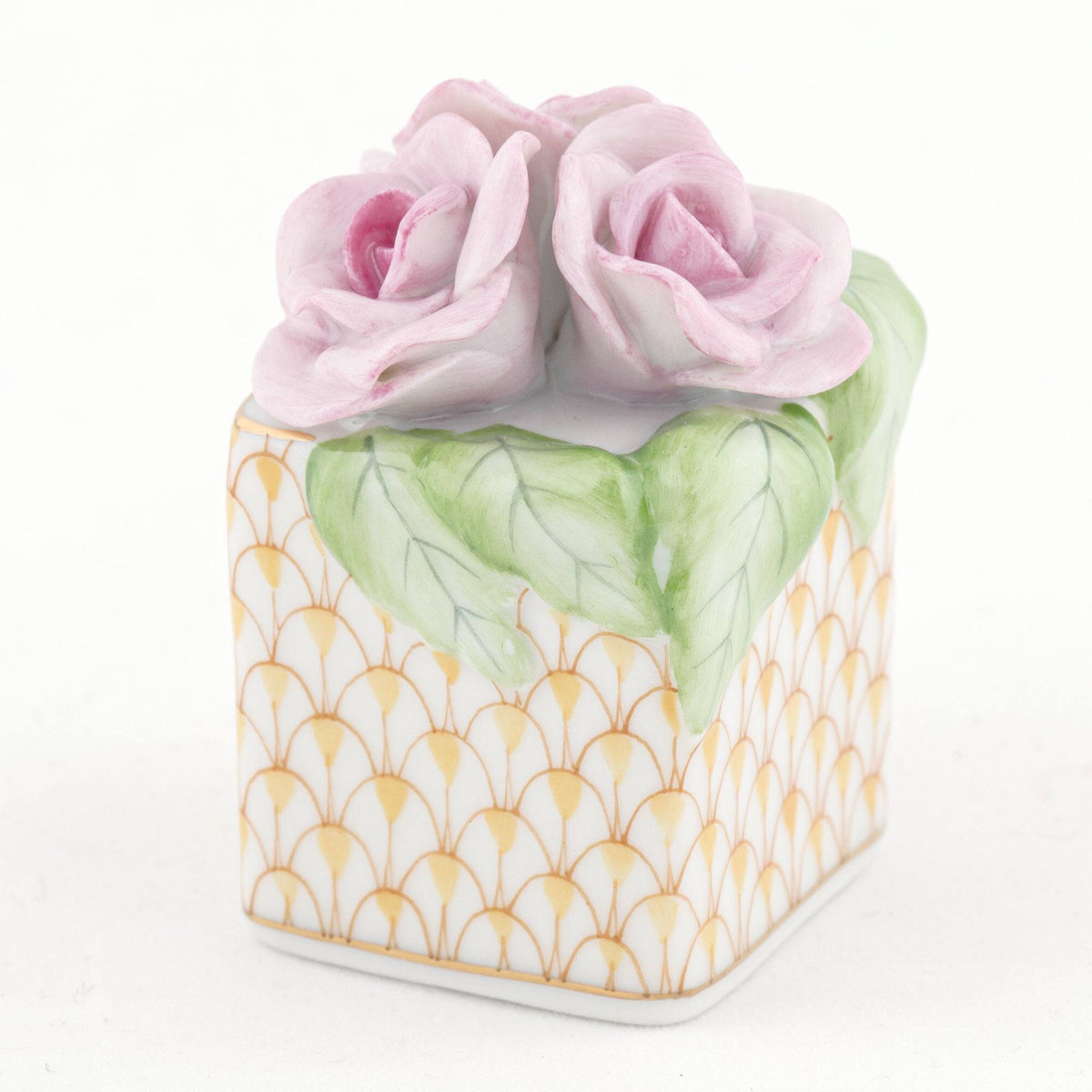 Herend Roses in Vase Figurine – Butterscotch, alternate view