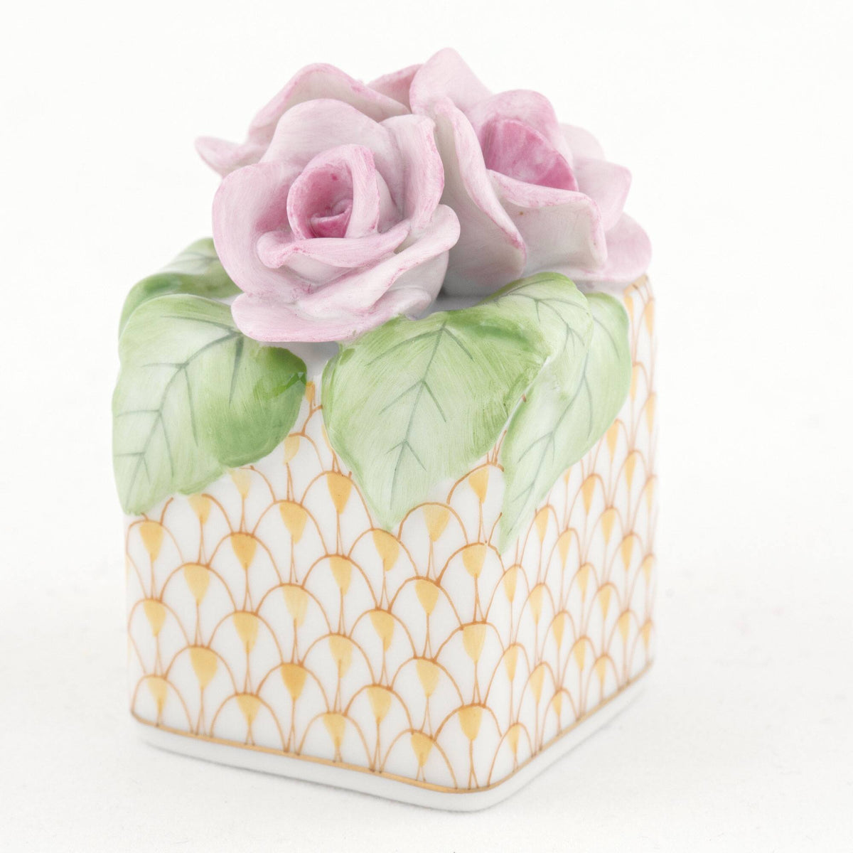 Herend Roses in Vase Figurine – Butterscotch, alternate view