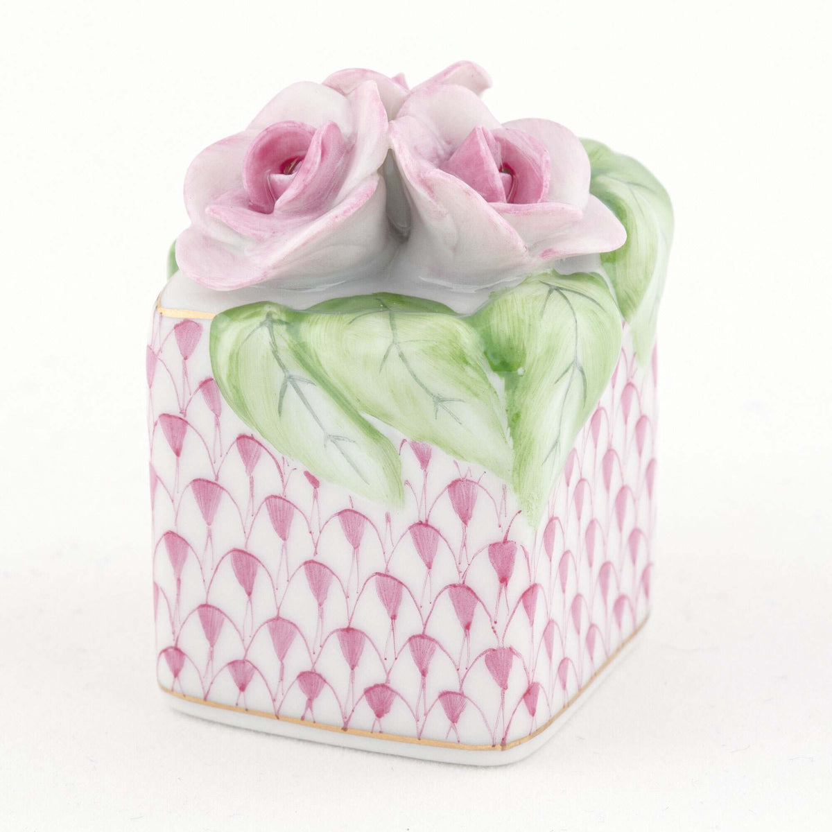 Herend Roses in Vase Figurine – Raspberry, alternate view
