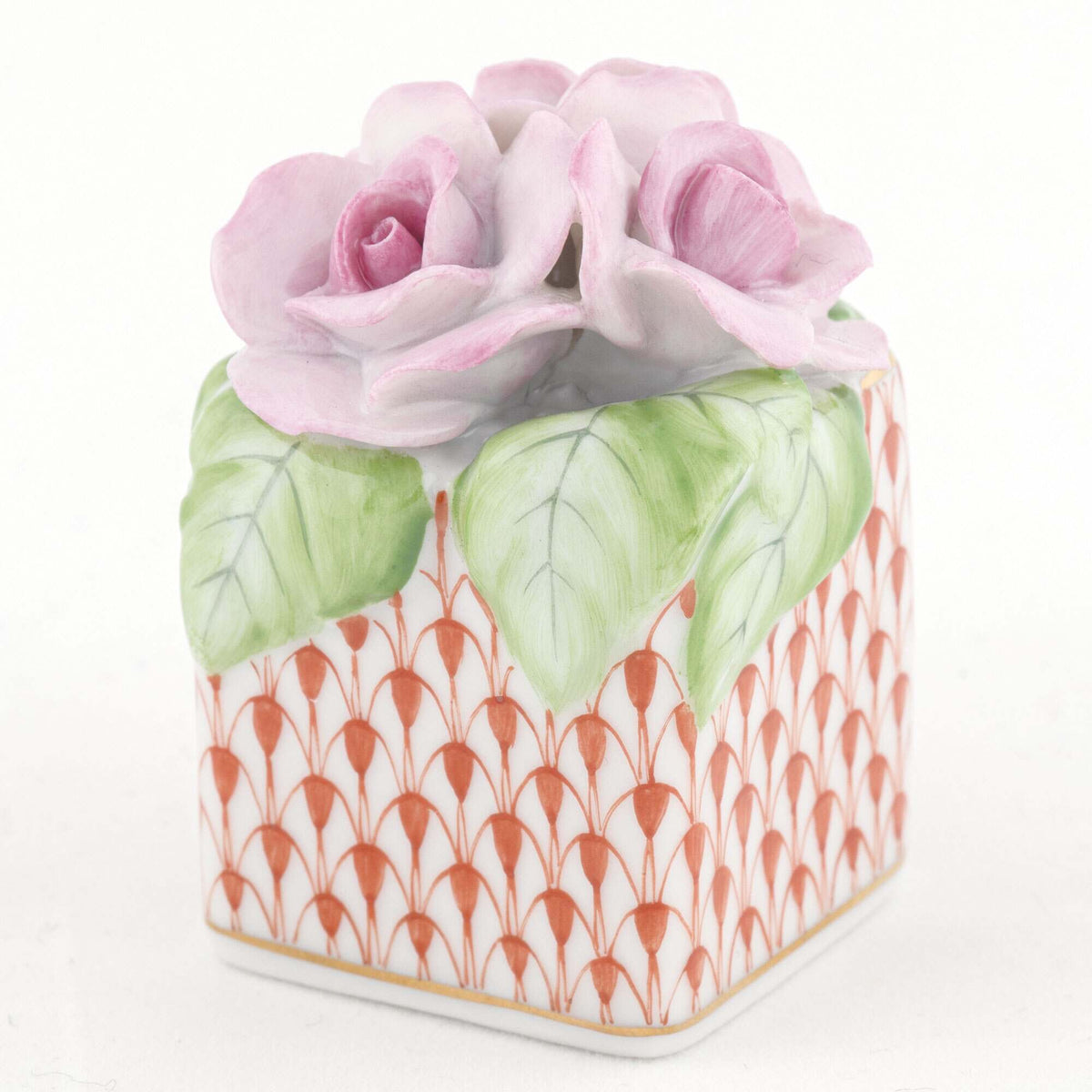 Herend Roses in Vase Figurine – Rust, alternate view