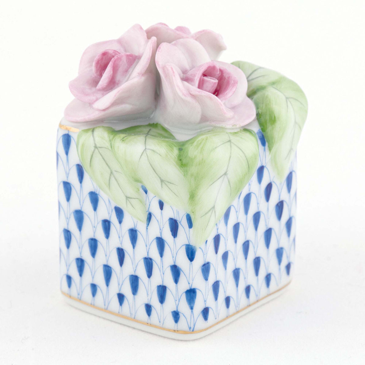 Herend Roses in Vase Figurine – Sapphire, alternate view
