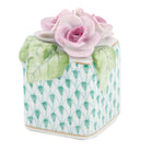 Green fishnet Roses in Vase Figurine figurine, hand-painted Herend porcelain with 24k gold accents