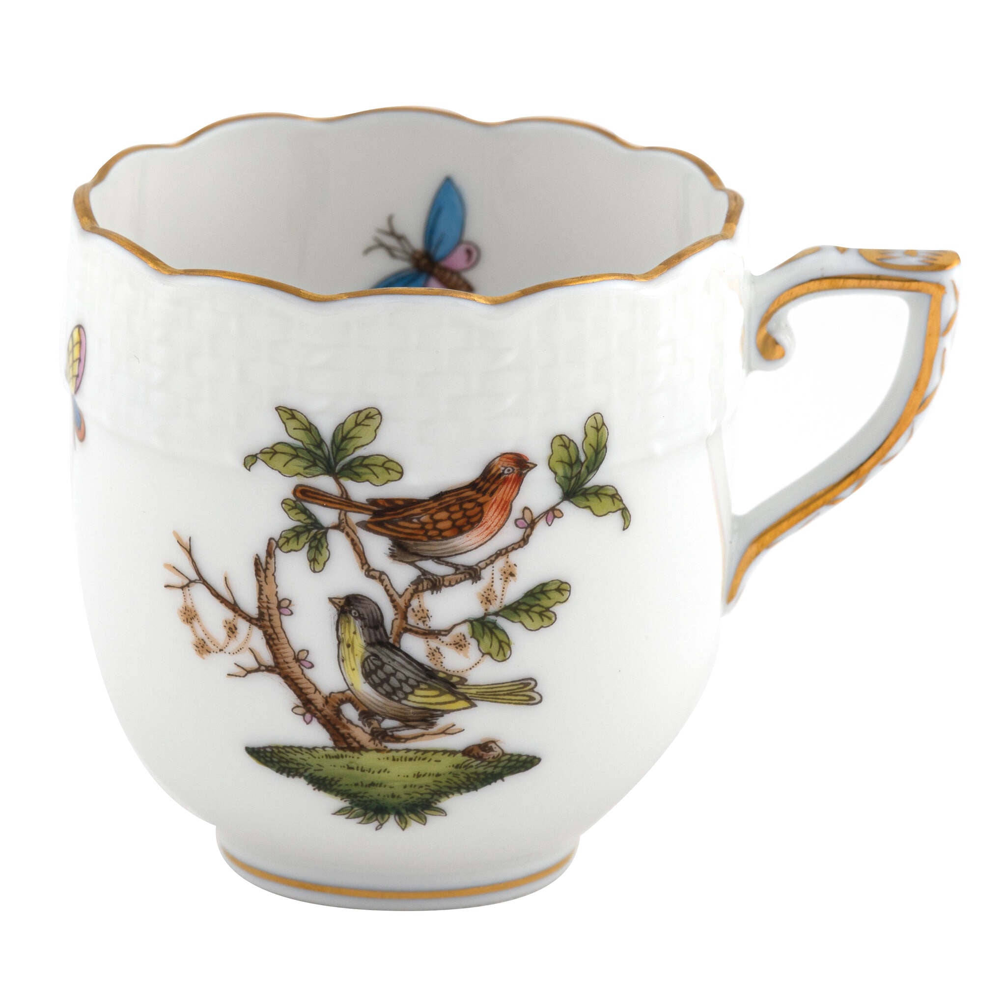 Hand-painted Herend Rothschild Bird After Dinner Cup - Motif 03 in fine porcelain, on a white background