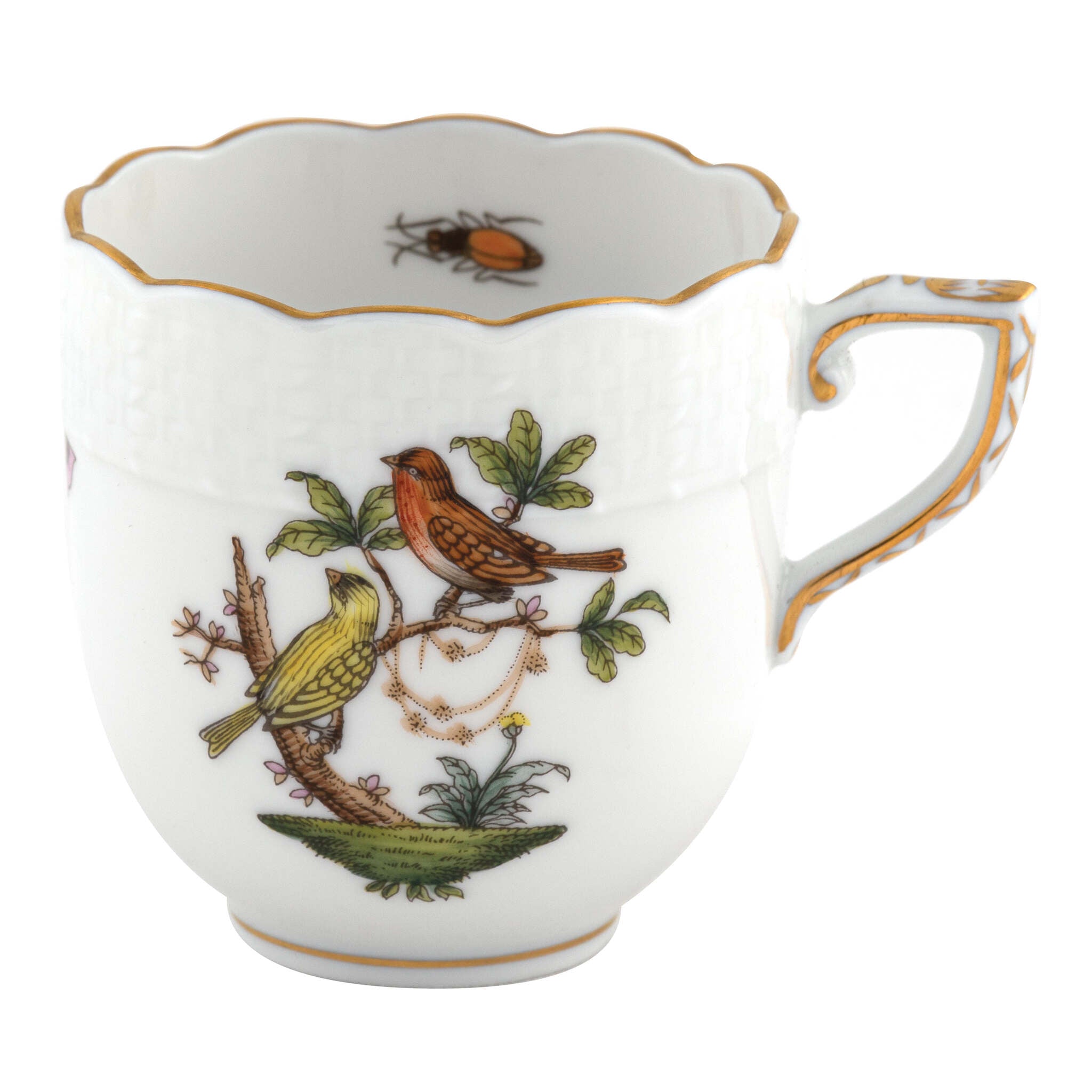 Hand-painted Herend Rothschild Bird After Dinner Cup - Motif 06 in fine porcelain, on a white background