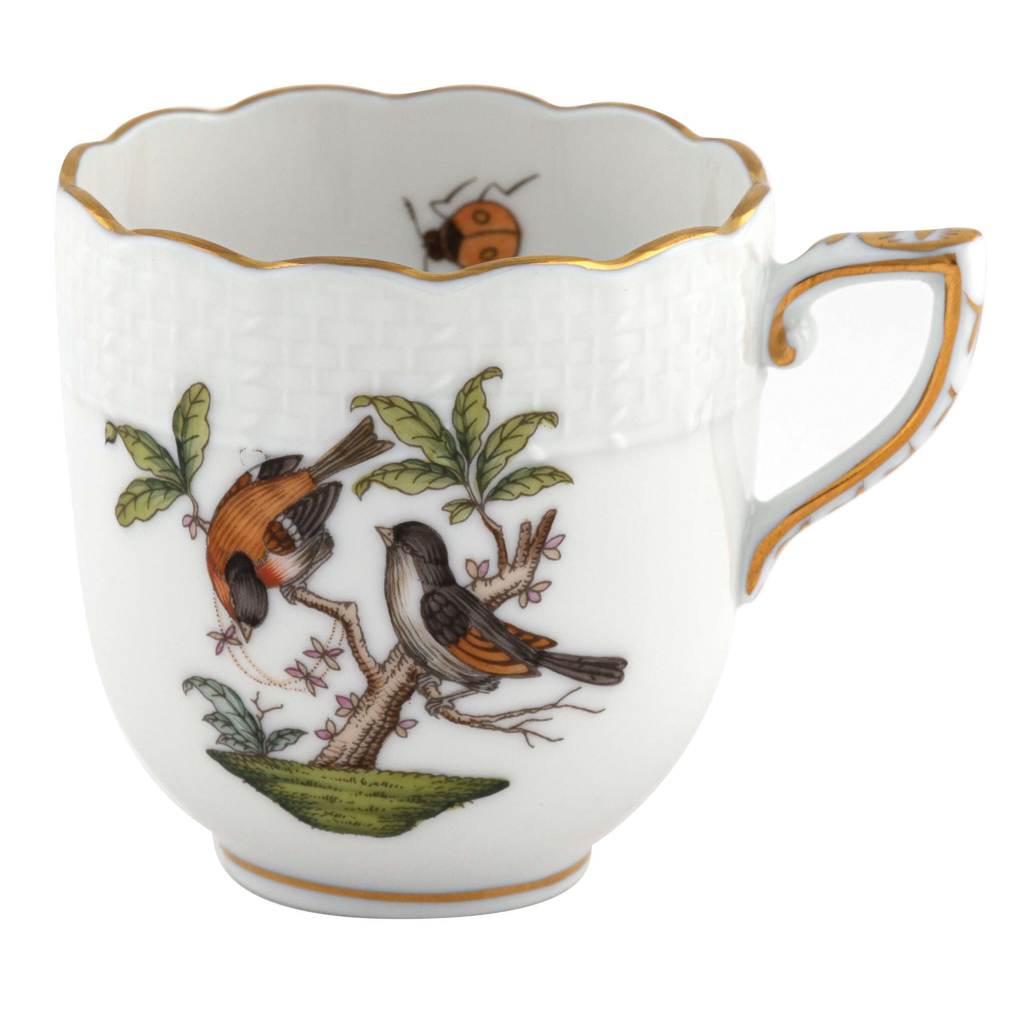 Hand-painted Herend Rothschild Bird After Dinner Cup - Motif 12 in fine porcelain, on a white background