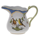 Hand-painted Herend Rothschild Bird Blue Border Creamer in fine porcelain, (6 OZ) 3.5in H, on a white background